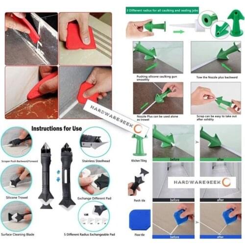 SUNSHINE Silicone Sealant Scraper and Trowel Nozzle Plus Silicone Caulking Tools and Finishing / Smoother Tools