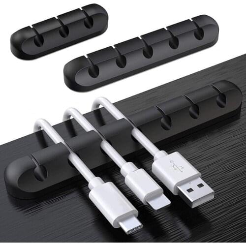 Silicone Cable Organizer USB Cable Holder Flexible Cable Winder Management cable Clips Holder For Mouse Keyboard Earphone Car