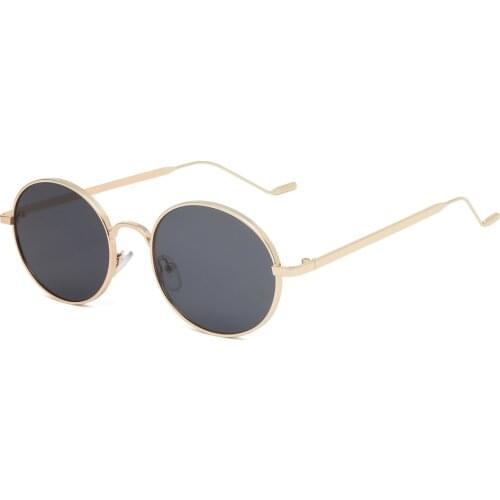 Veshion Retro Oval Sunglasses Men Metal Frame Summer Black Gold Round Sun Glasses for Women Vintage Uv400 Drop Shipping