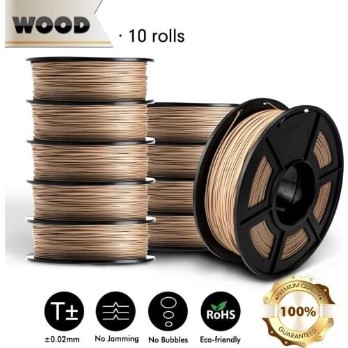 SUNLU 3D filament 10 Rolls PLA Wood 1kg 1.75mm 3D Printer Filament Eco-friendly Wood Texture 100% No Bubble Artwork Printing