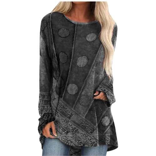 Sweatshirts Ladies Ethnic Style Printed Straight Sweatshirt Loose Long-sleeved Sweater Oversize Mujer T-shirt Sweater Harajuku