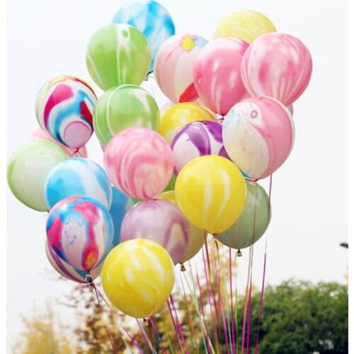 20pcs Blue Pink Agate Marble Balloons Colorful Latex Air Balloon for Baby Shower Birthday Party Decor Kids Party Supplies 12