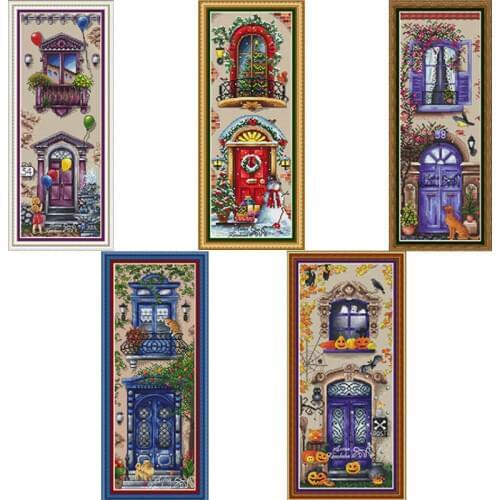 Top Quality Beautiful Counted Cross Stitch Kit Festival Balcony Windows Christmas Halloween Childrens day handmade needlework