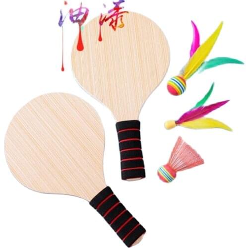 Indoor and outdoor solid shuttlecock paddle for children adult fitness table tennis feather ball oak paddle