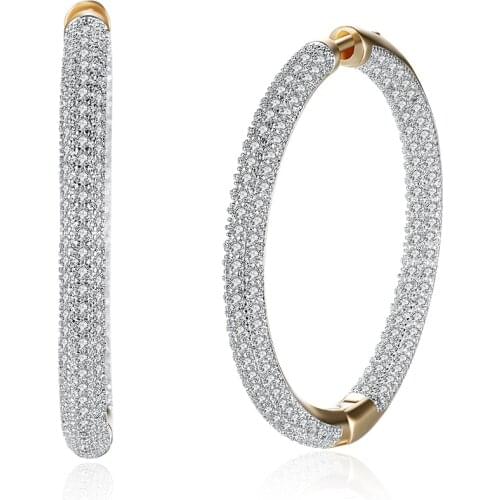 ZEMIOR Earrings For Women Pave Inlaid Cubic Zirconia Copper Hoop Earring Romantic Style Female Fashion Jewelry Girlfriend Gift