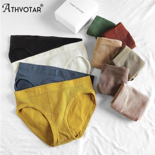ATHVOTAR Panties Female Underpants Sexy Panties for Women Briefs Underwear Comfortable Ladies Pantys Lingerie 10 Solid Color