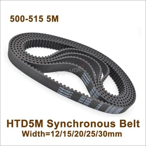 POWGE 500/505/510/515 5M Synchronous Belt Teeth=100/101/102/103 W=12/15/20 Closed-Loop HTD 5M Timing Belt Pulley 500-5M 515-5M