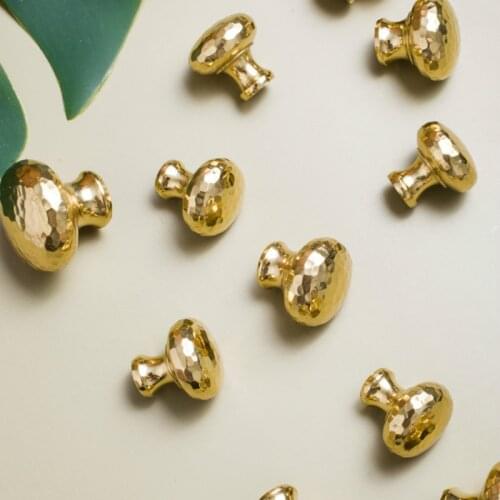 1 pc Handmade Solid Brass Mushroom Cabinet Door Knobs and Handles Furniture Cupboard Wardrobe Drawer Pull Handles Gold Hardware