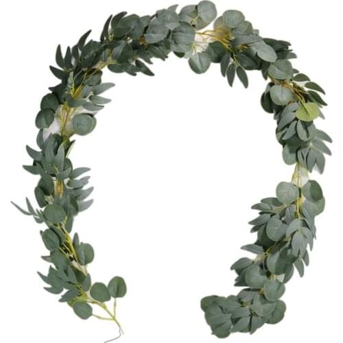 2M Silk Eucalyptus Leaves Artificial Eucalyptus Garland Faux Fake Vines For Wedding Party Indoor Outdoor Home Wall Decor