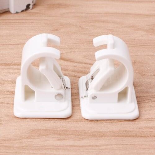 YYSD 2Pcs Self Adhesive Curtain Rods White Hanger Crossbar Curtain Clips Wall Hooks