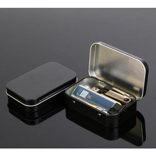 24 Pack Case Metal Rectangular Empty Hinged Tins Box Containers Black Mini Portable Box Jewelry Candy Coin Key Organizer