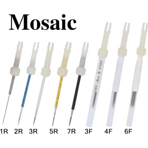 50Pcs 3/4/6F Prong 1-7Round Card Permanent Makeup Eyebrow Eyeliner Lips Piercing machine Needles for USA Mosaic Tattoo Machine