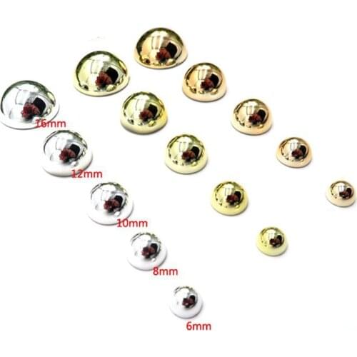 6-16mm Gold/Silver bright semisphere garment rivet studs for bag, hat, shoe,leather chocker wrap belt accessories diy