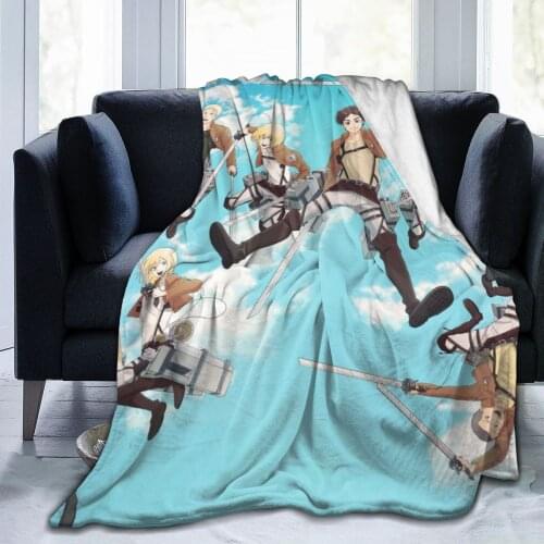Attacking giant soft warm coral velvet 3D printed blanket Plush Blanket Sofa bed sheet knee cover baby girl childrens gift