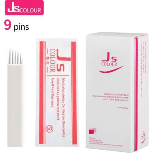 Free Shipping 50pcs 9 Pin Permanent Eyebrow Makeup Blades Tattoo Manual Needle For Microblading Pen 3D Eyebrow Microblading D-B5