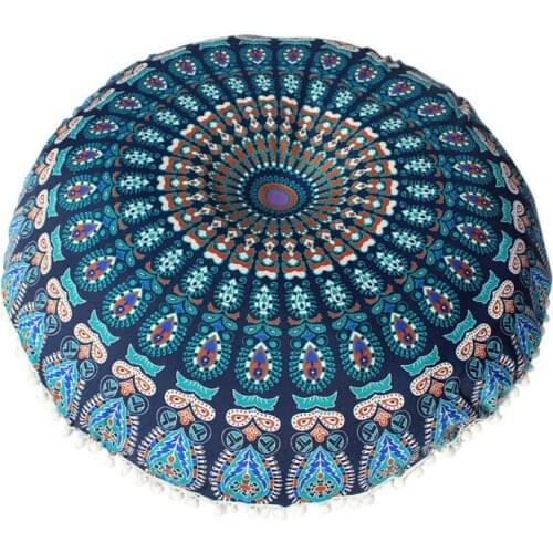 Large 80*80cm Mandala Floor Pillows Bohemian Meditation Cushion Cover Round Pouf Retro Boho Tapestry Cover Cases 1PC