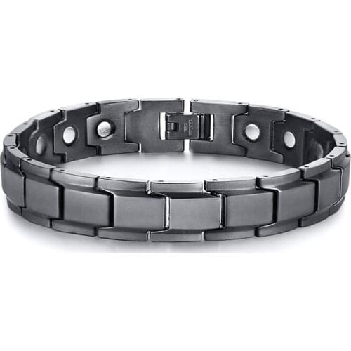 Natural stone bracelet Wholesale black charm cuff bangles stainless steel jewelry mens magnet bracelet