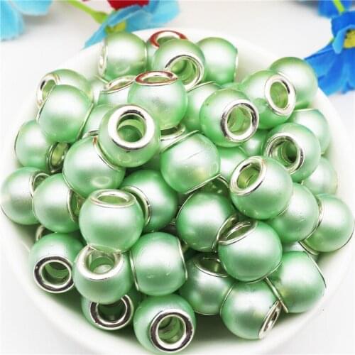 10 Pcs Round Loose Big Hole Beads Pearl Shape Euorpean Beads fit Pandora Bracelet for Jewelry Making Necklace Earrings Bangle