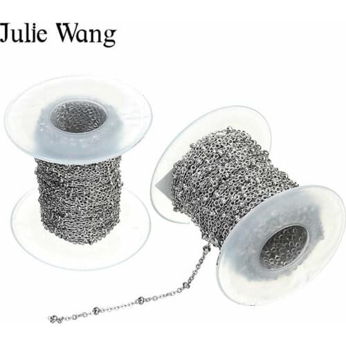 Julie Wang 10 Yards/Roll 1.5/2mm Stainless Steel Cross O Chain With Circle Ring Necklace Chain Jewelry Making Finding Accessory