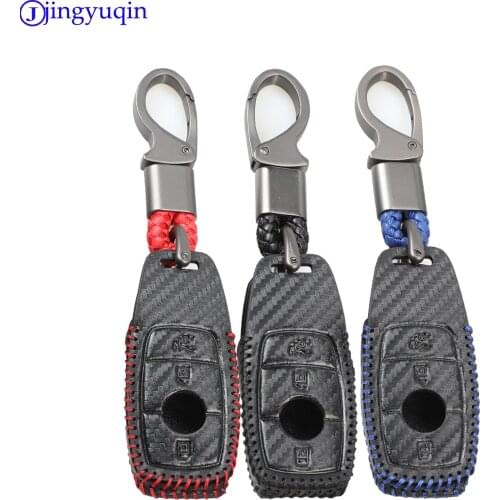 Jingyuqin Carbon Fiber Car Key Cover Case Shell Bag Protective For Mercedes Benz 2017 E Class W213 2018 S Class Accessories