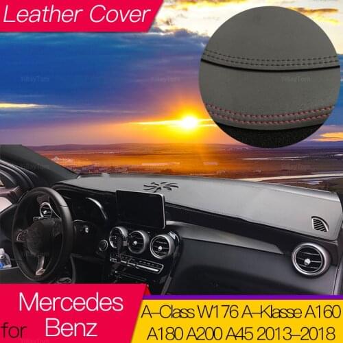 For Mercedes Benz A-Class W176 Leather Anti-Slip Mat Dashboard Cover Pad Dashmat Carpet Accessories A-Klasse A160 A180 A200 A45