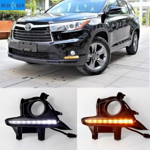 DRL For Toyota Highlander 2014 2015 2016 Daytime Running Lights fog lamp cover headlight 12V Daylight car-styling