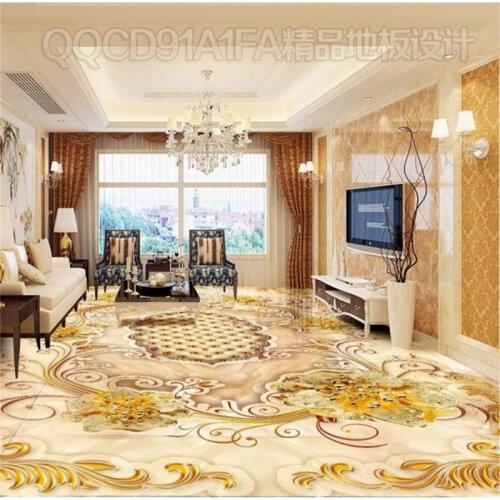 European modern gold pattern rose floor photo decoration 3d floor tiles for bathrooms waterproof self adhesive flooring murals