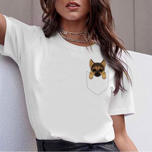 Dachshund Pug Teckel T Shirt Women Funny Cute French Bulldog Frances German Shepherd T-shirt Pit Bull Tshirt Harajuku Top Female