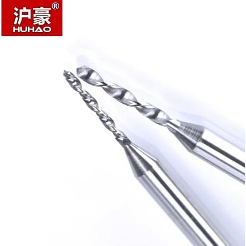 HUHAO 10pcs/lot SHK 3.175mm PCB Drill Bits Carbide Mini CNC Drilling Bit Set Print Circuit Board Woodworking Tools 1.15-2.1mm
