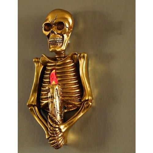 Indoor Wall Lamp Resin Skull Living Room Decoration LED Battery Charging Interior Wall Light For Home Bar Halloween Decoration