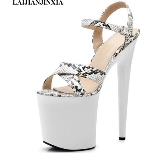 LAIJIANJINXIA New Women Fashion Platform 20CM High Heels Sandals Sexy Clubbing Exotic Dancer Shoes Nightclub Clear Crystal Shoes