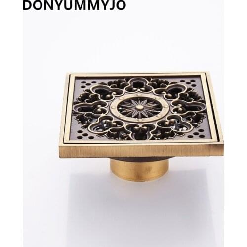Hot Single Imitation Floor Drain European-style Bathroom Bath Pest Control Anti-clogging Copper Floor Drain 10cm*10cm