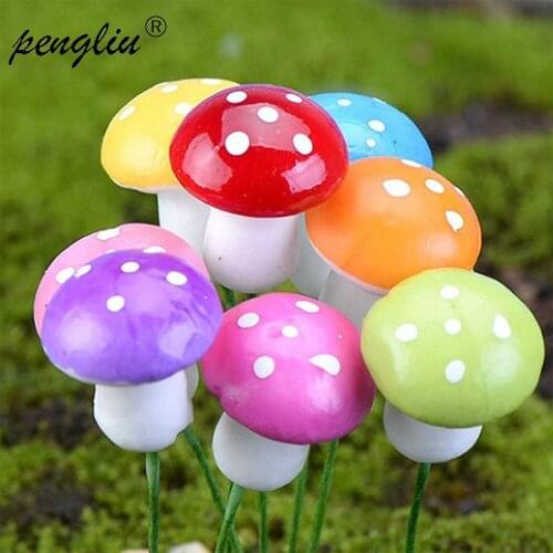 Mini Mushroom Artificial Foam Potted Plants Decor Miniature Figurine DIY Craft Home Garden Ornament Craft Moss Decoration 2cm