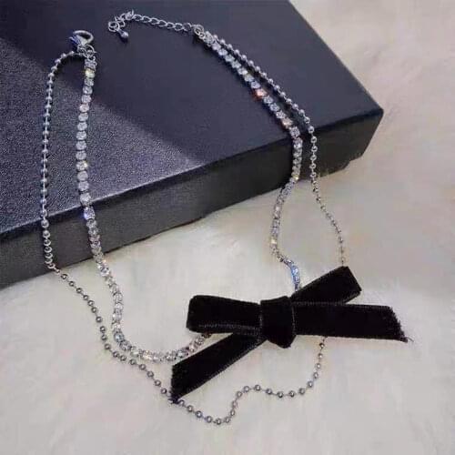 Fashion Wedding Jewelry Bow-Knot French Romantic Style Clavicle Chain Vintage Multi-Layer Necklace For Women Beach Chokers Gift
