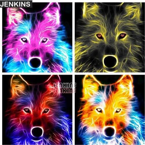 5D DIY Diamond Painting fox Color line Painting By Numbers Home Wall Decor In Lounge Room Personalized Puzzles Gift JENKINS