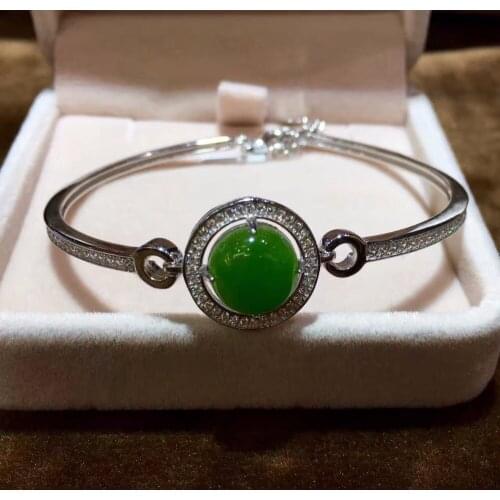 Natural HeTian yu bracelets, S925 silver inlay bracelet, ring opening to live2177