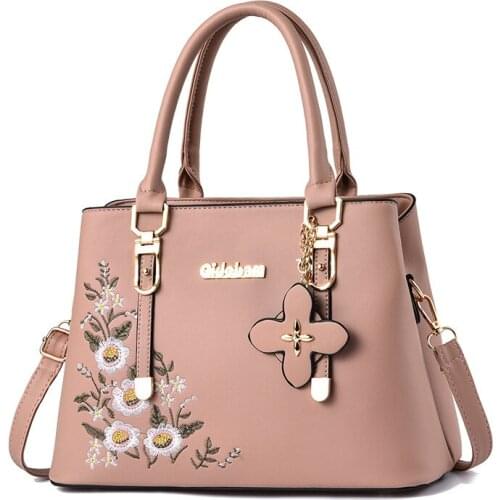 New Women Vintage Handbag Casual Tote Fashion Embroidery Messenger Bags Shoulder Bag Handle Purse Leather Large Capacity Bag