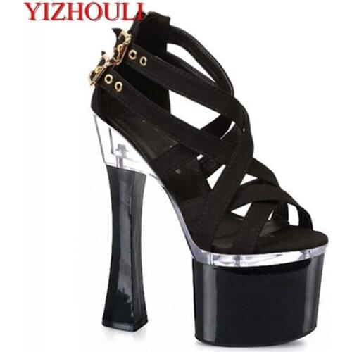Womens new sexy ankle strap gladiator sandals, high heels platform summer baking paint shoes 18cm