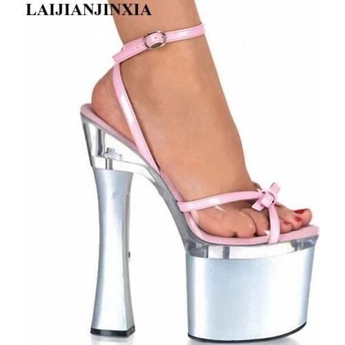 New Silver 18CM Sexy Super High Heel 7 inch Platforms Pole Dance sandals Star Model Shoes sexy Wedding Dance Shoes