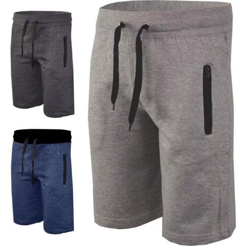 Solid Color Drawstring Elastic Waist Zipper Pockets Short Pants Sports Shorts Sportswear for Running