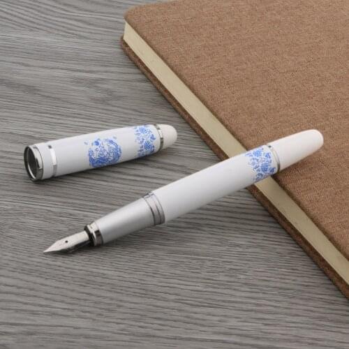 Fountain Pen Elegante Blue Dragon Metal Medium Nib Ink Pens For Stationery Office Supplies