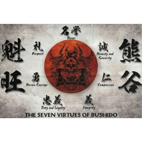 The Seven Virtues Of Bushido Poster Japanese Samurai Art print Silk poster Home Wall Decor