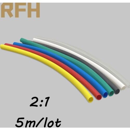 5 Meter 2:1 Polyolefin Shrink Heat Shrinkable Tub Insulation Repair Wire 1 2 3 5 6 mm Various Colors Heat Shrink Tubing