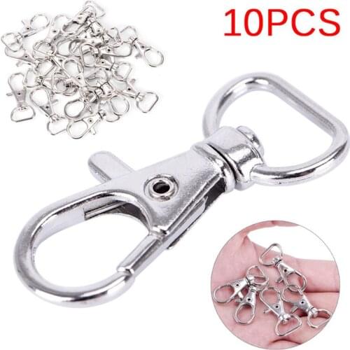 10Pcs Silver Clasp Clips Swivel Lobster Key Hook Keychain Split Key Ring Findings Clasps For Keychains Making