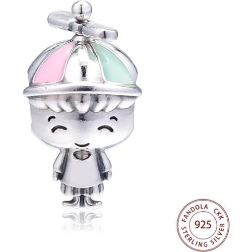 CKK 925 Sterling Silver Propeller Hat Boy Charms Beads Fits Pandora Bracelets Argent DIY Charm Silver 925 Jewelry perles pour