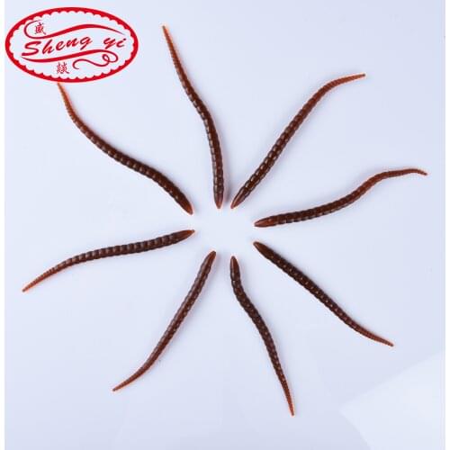 SHENGYI 10pcs/set Dark Red Fishing Lure PVC Soft Earthworm Maggot Fake Earthworm Toys Plastic Model Realistic Earthworm 14cm