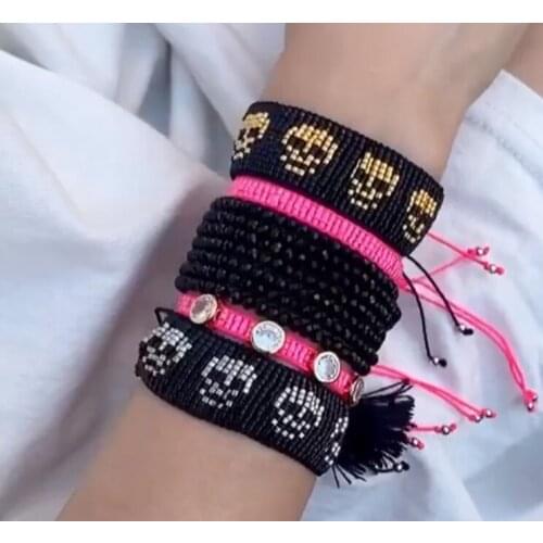 Pretty Bead Latest fashion design skull shape handmade Miyuki beads imported from Japanese adjustable bracelet