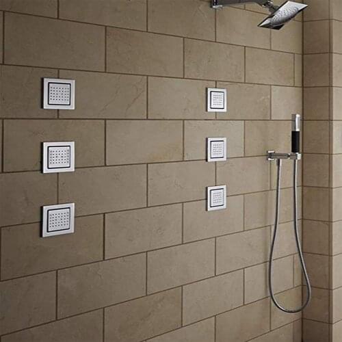 Concealed Installation Body Jet Shower Spa Brass Square Massage Jets Spray Body Shower Bodyspray (Chrome - 4pcs)