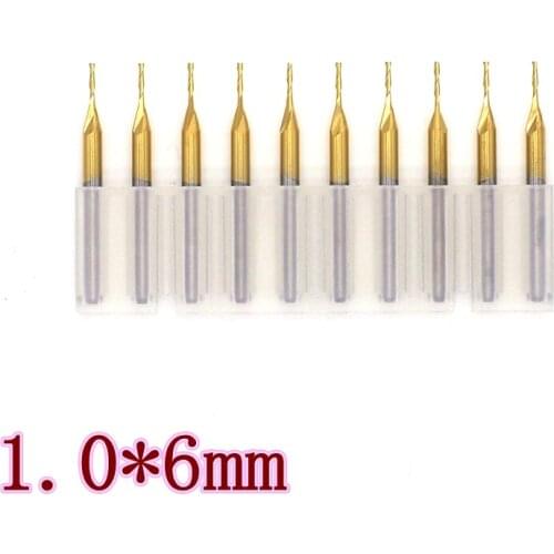 1.0mm Tungsten Carbide 2 Edge Long Spiral Milling Cutters, CNC Wood Cutters PCB Drill Bits Acrylic Board Cutting 10PCS Milling