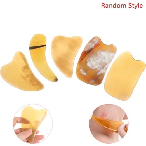 1pcs Guasha Scraping Massage Scraper Face Massager Acupuncture Gua Sha Board Acupoint Face Eye Care SPA Massage Tool Horn/Resin